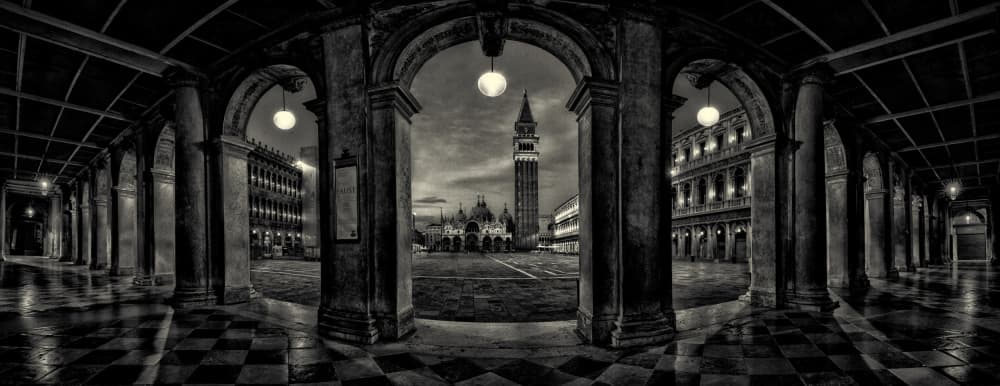 Venetian Arches Piazza Night by Tommaso Pessotto — canvas wall art