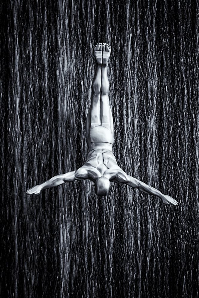 Diving Man Waterfall by Martin Fleckenstein — canvas wall art