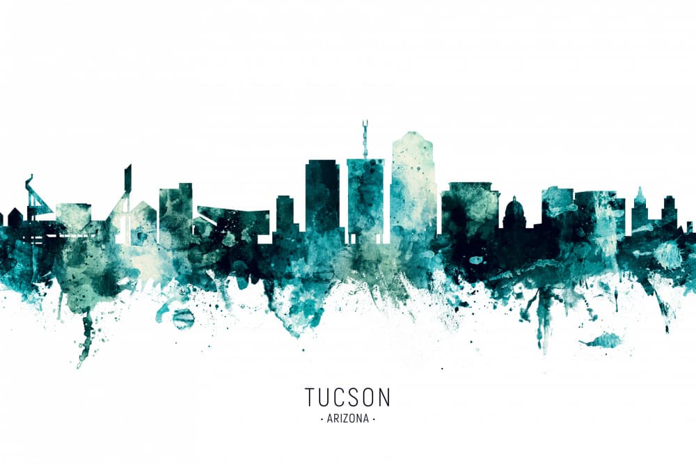 Tucson Arizona Skyline by Michael Tompsett — canvas wall art