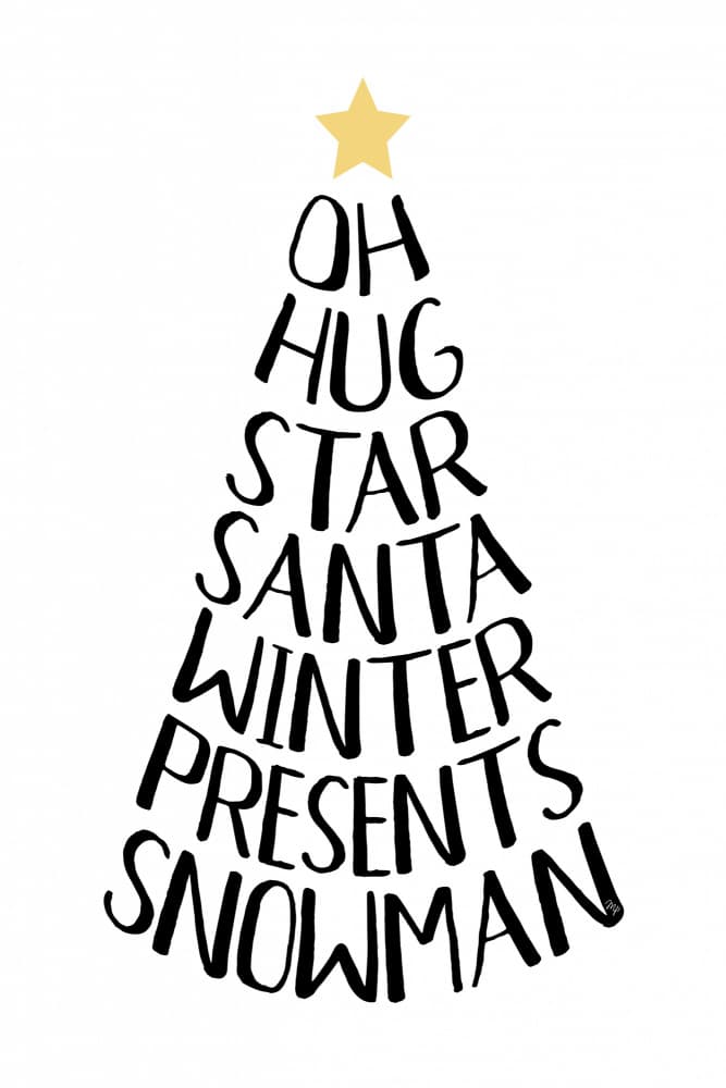Joyful Christmas Tree Words by Martina — canvas wall art