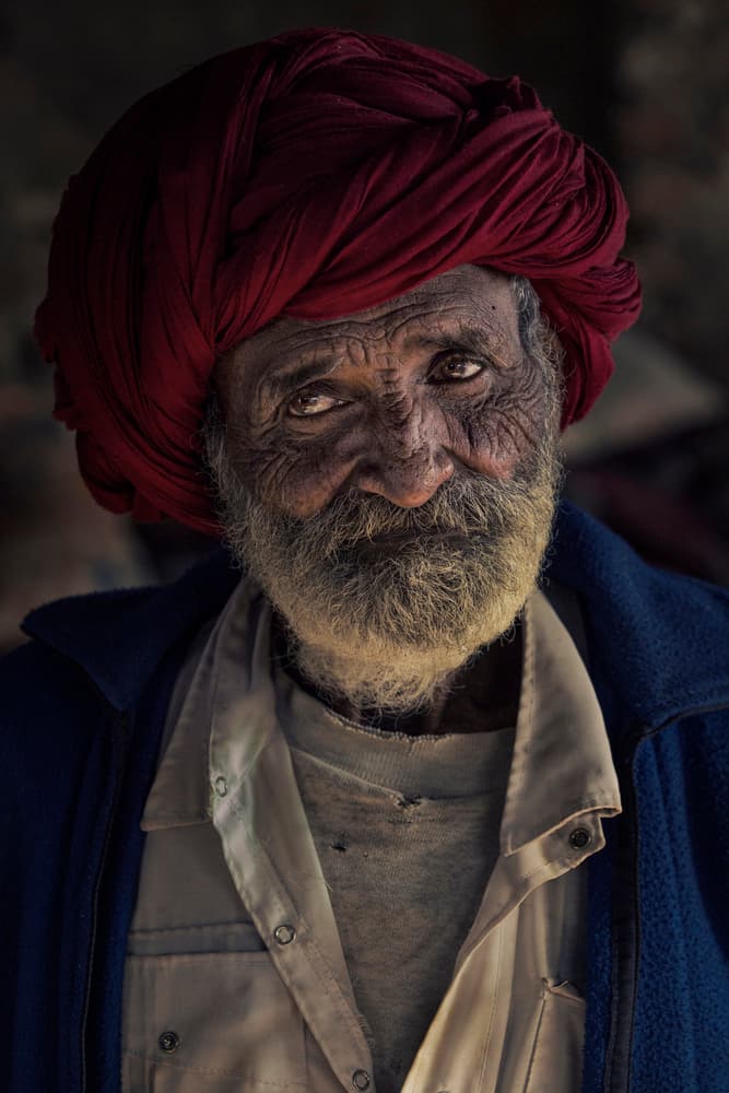 Red Turban Elder by Haitham AL Farsi — canvas wall art