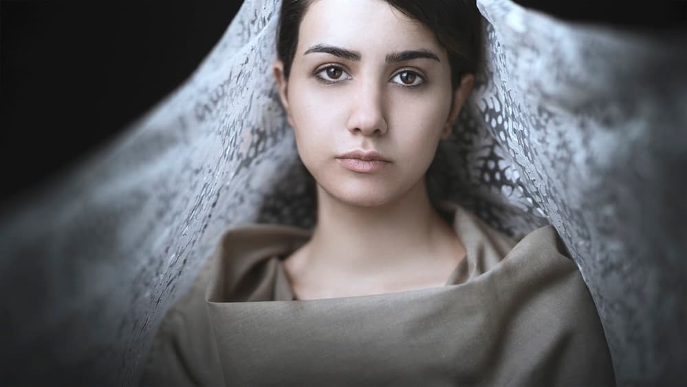 Contemplative Woman In Veil by Parsa Bagheri — canvas wall art