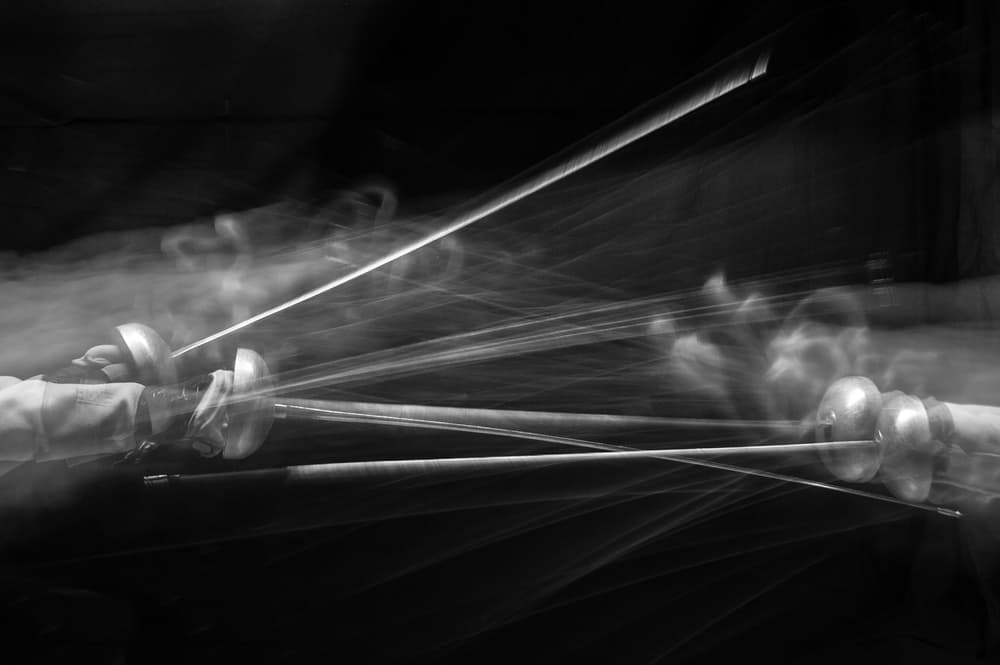 Swords in Motion by Hilde Ghesquiere — canvas wall art