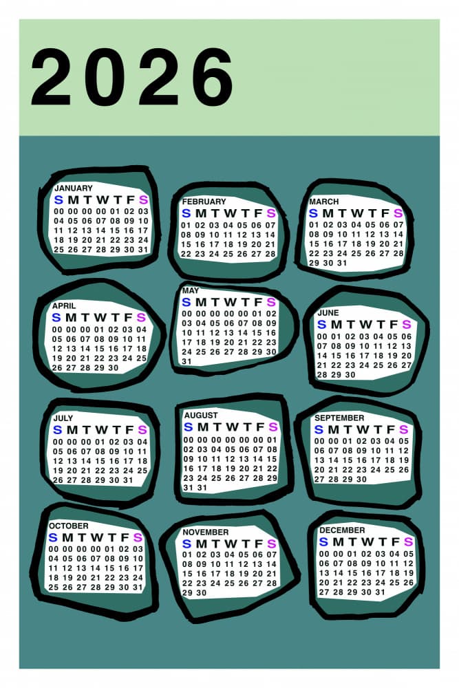 Modern 2026 Calendar by casa cartissi — canvas wall art