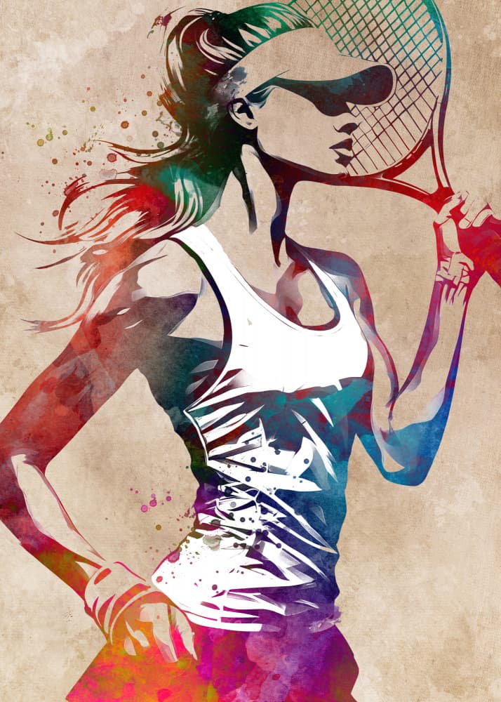 Vibrant Tennis Player by Justyna Jaszke — canvas wall art