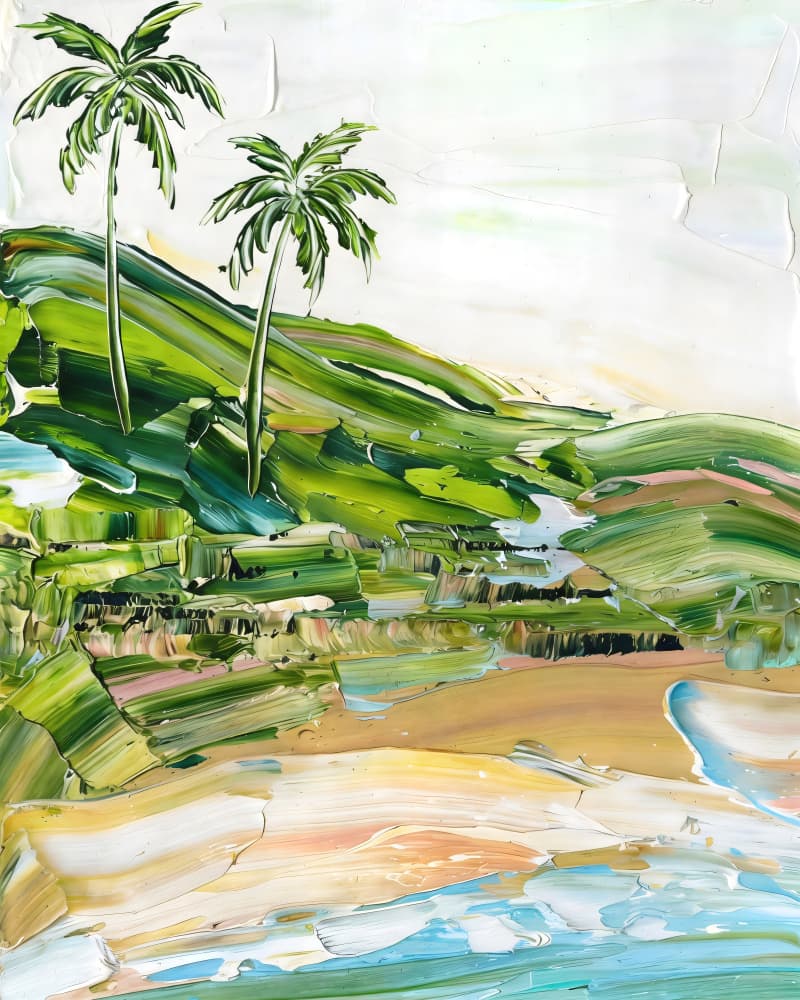 Tropical Beach Palms by Uma Gokhale — canvas wall art