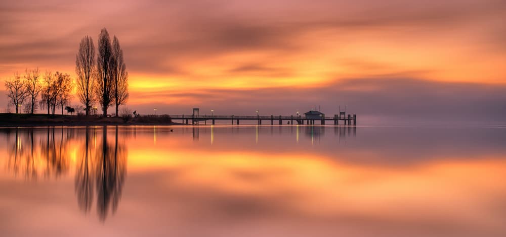 Golden Hour Pier Reflections by Judith Kuhn — canvas wall art