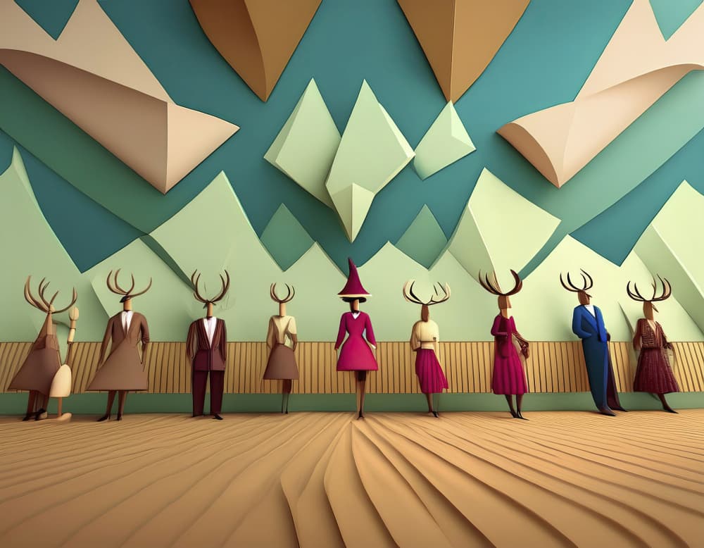 Whimsical Antler Figures by engin akyurt — canvas wall art
