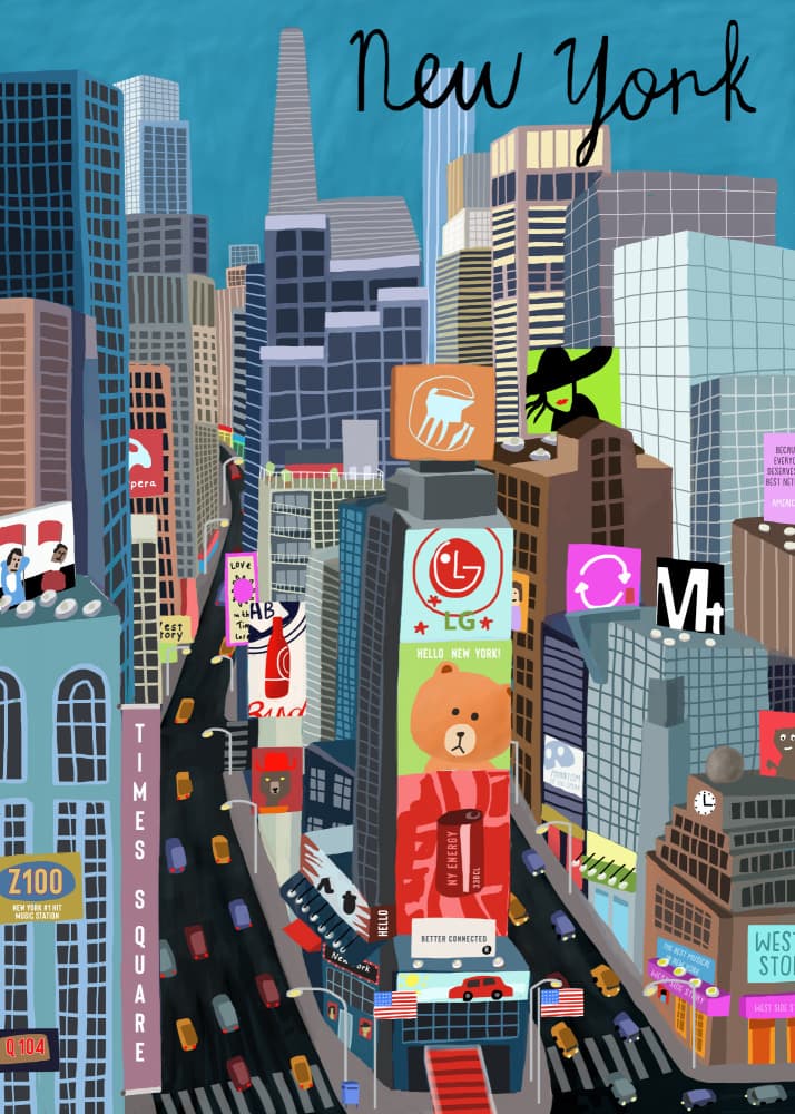 Colorful New York City by Carla Daly — canvas wall art