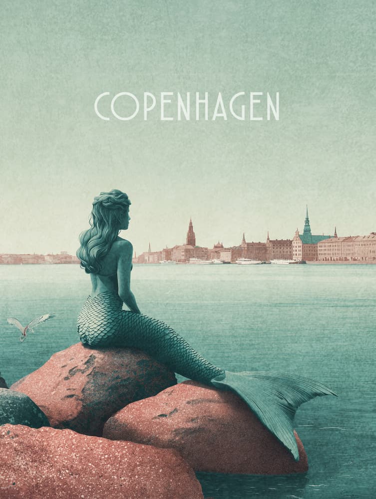 Copenhagen - Little Mermaid by Emel Tunaboylu — canvas wall art