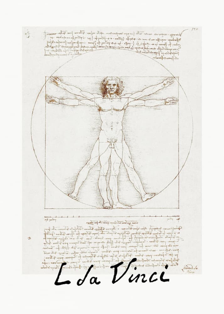 Vitruvian Man Signature by Leonardo da Vinci — canvas wall art