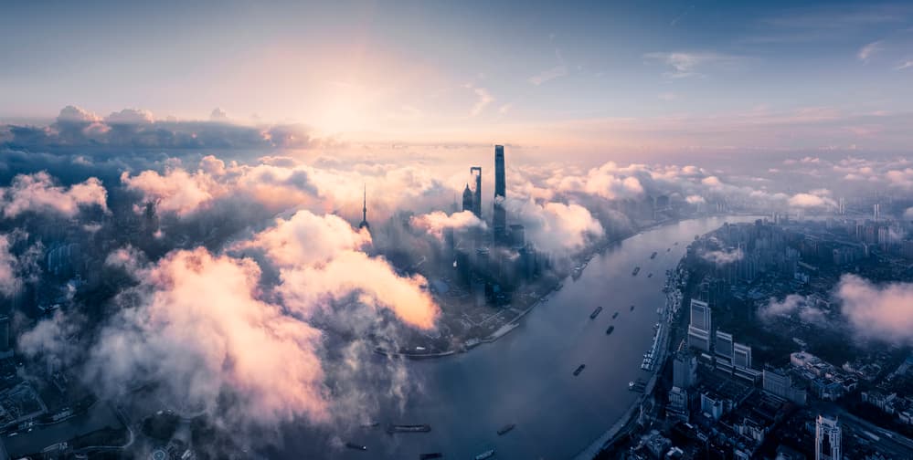 Golden Hour Cityscape by Vview Chen — canvas wall art