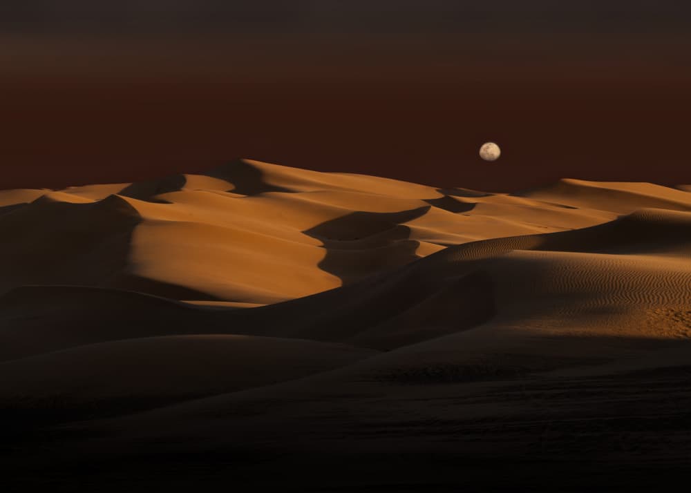 Moon Over Golden Dunes by Chuanxu Ren — canvas wall art