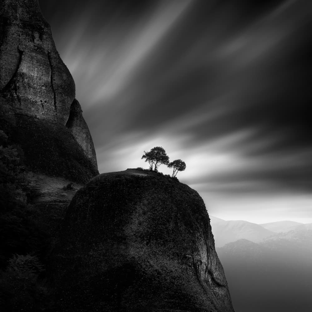 Solitary Cliff Trees by George Digalakis — canvas wall art