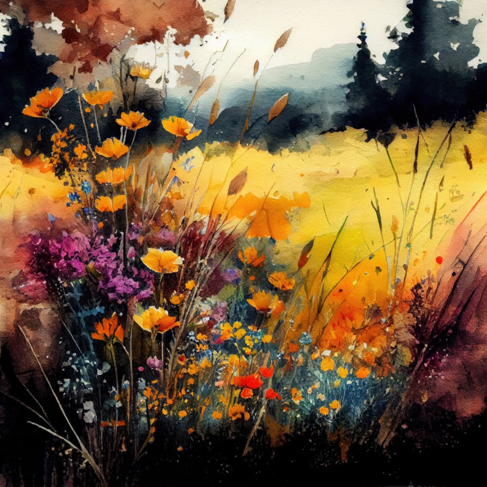 Vibrant Wildflower Meadow by Justyna Jaszke — canvas wall art