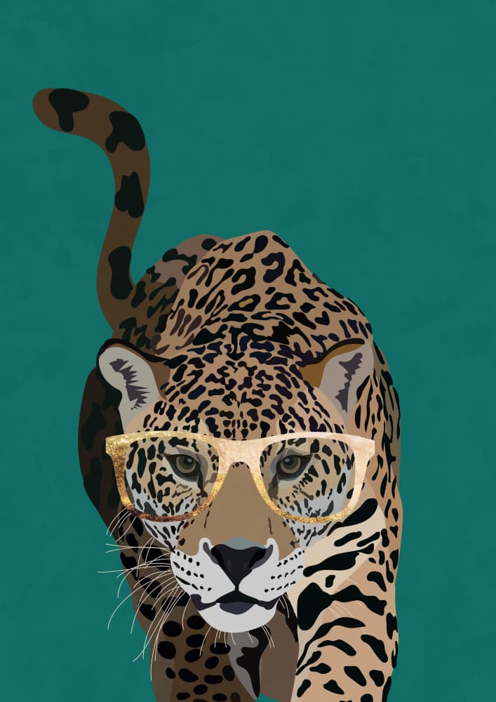 Leopard With Gold Glasses by Sarah Manovski — canvas wall art