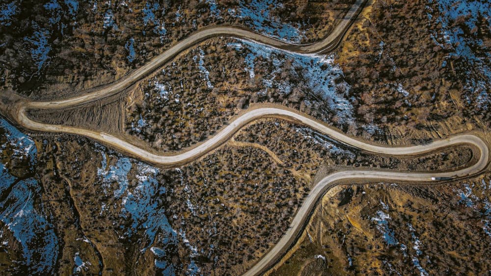 Aerial Winding Mountain Road by Saeed Keramati — canvas wall art