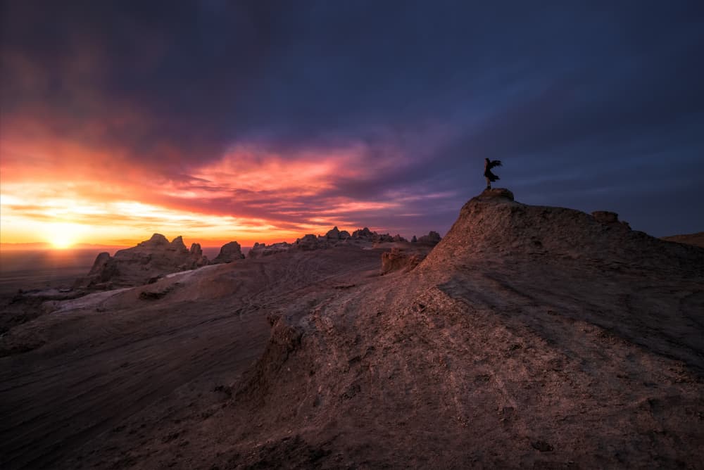Figure At Desert Sunset by Sylviashen — canvas wall art