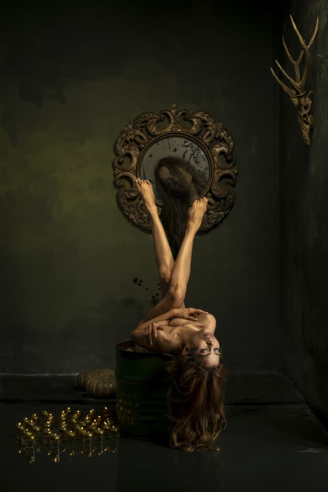 Surreal Woman Upside Down by Prijasambada — canvas wall art