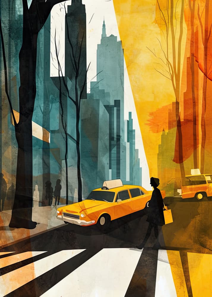 Vibrant City Autumn Light by Justyna Jaszke — canvas wall art