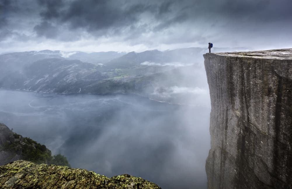 Dramatic Fjord Cliff Edge by Dr. Nicholas Roemmelt — canvas wall art