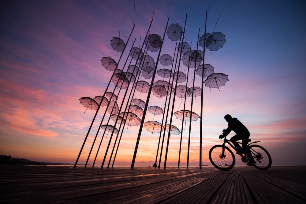 Vibrant Sunset Cycling Art by Melih Karakaya — canvas wall art