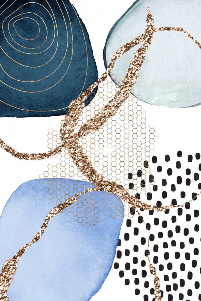 Abstract Blue Gold Pattern by Sally Ann Moss — canvas wall art