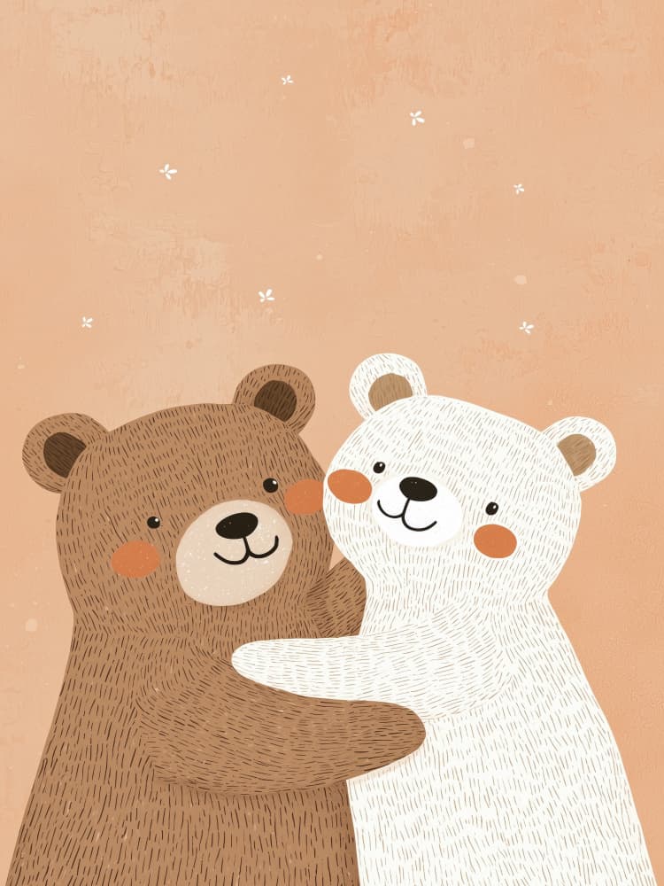 Bear Hug Bliss by Treechild — canvas wall art