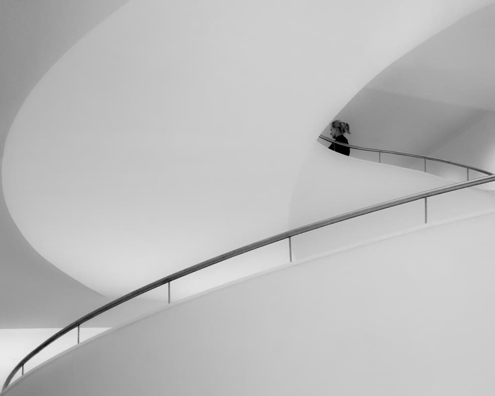 Woman On Curved Stairs by Anna Niemiec — canvas wall art