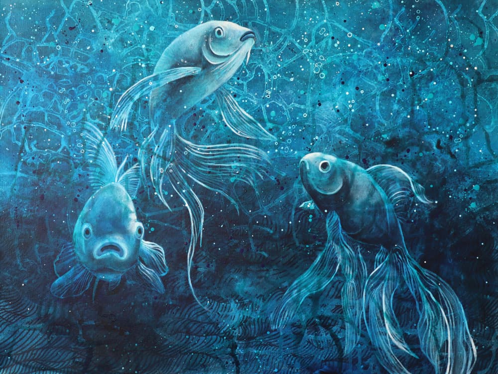 Three Ethereal Goldfish by Ania Witwitzka — canvas wall art