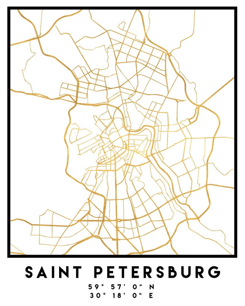 Saint Petersburg Gold Map by Emiliano Deificus — canvas wall art