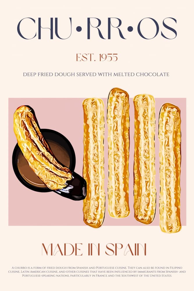 Churros With Chocolate by Nazma Khokhar — canvas wall art