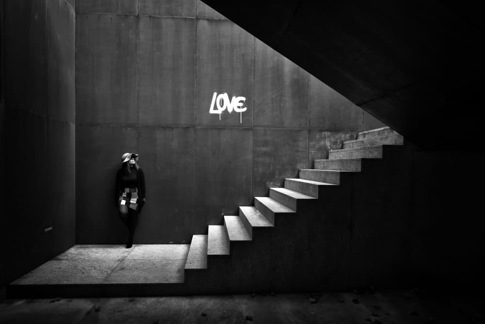 Love Graffiti Concrete Stairs by Jorge Pimenta — canvas wall art