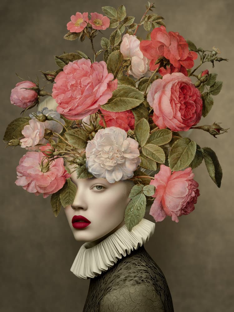 Surreal Rose Portrait by Marja van den Hurk — canvas wall art