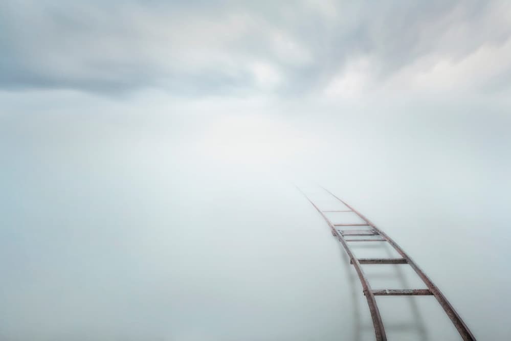 Foggy Railway Tracks by Joaquin Guerola — canvas wall art