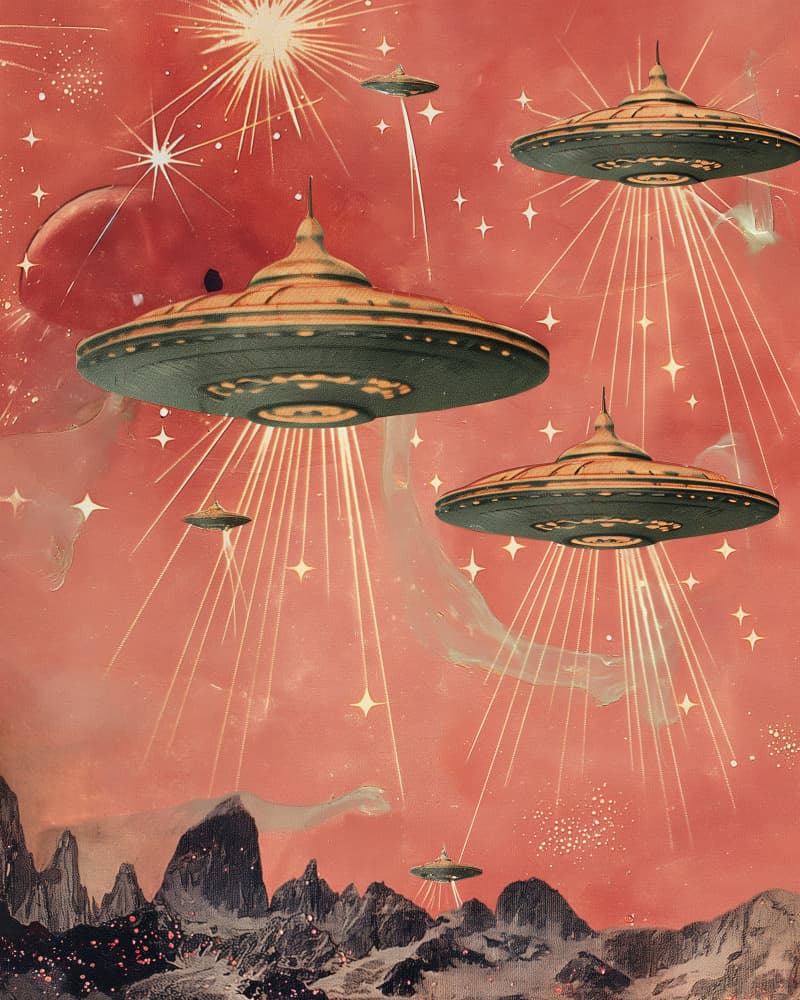Retro Saucer Invasion by Samantha Hearn — canvas wall art