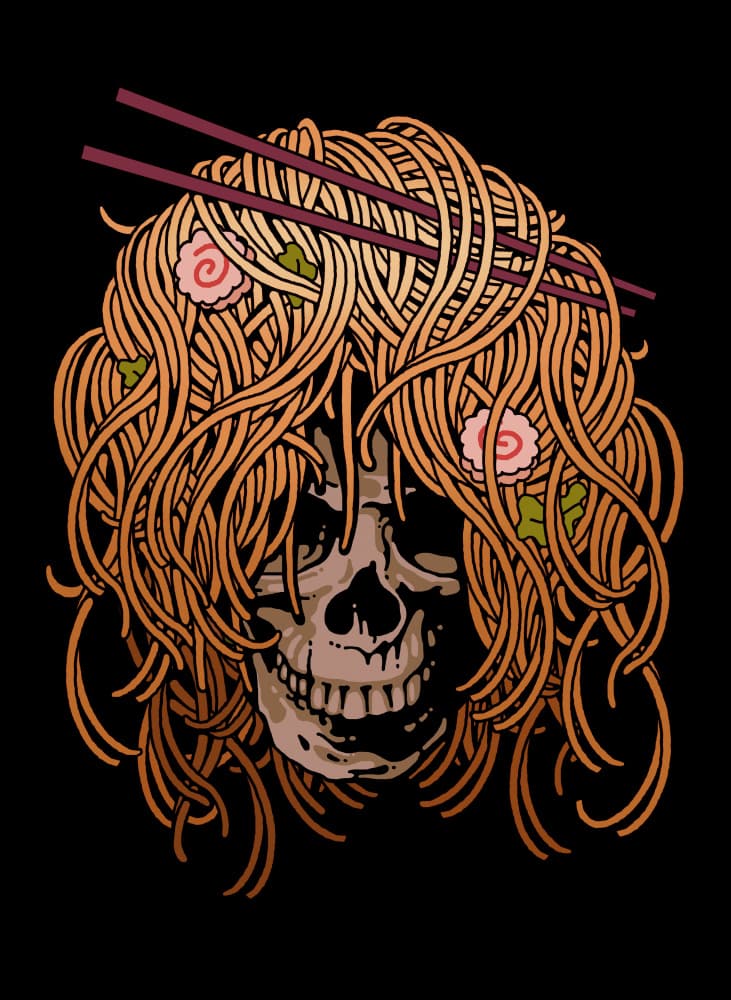 Spooky Ramen Skull by Adam Lawless — canvas wall art