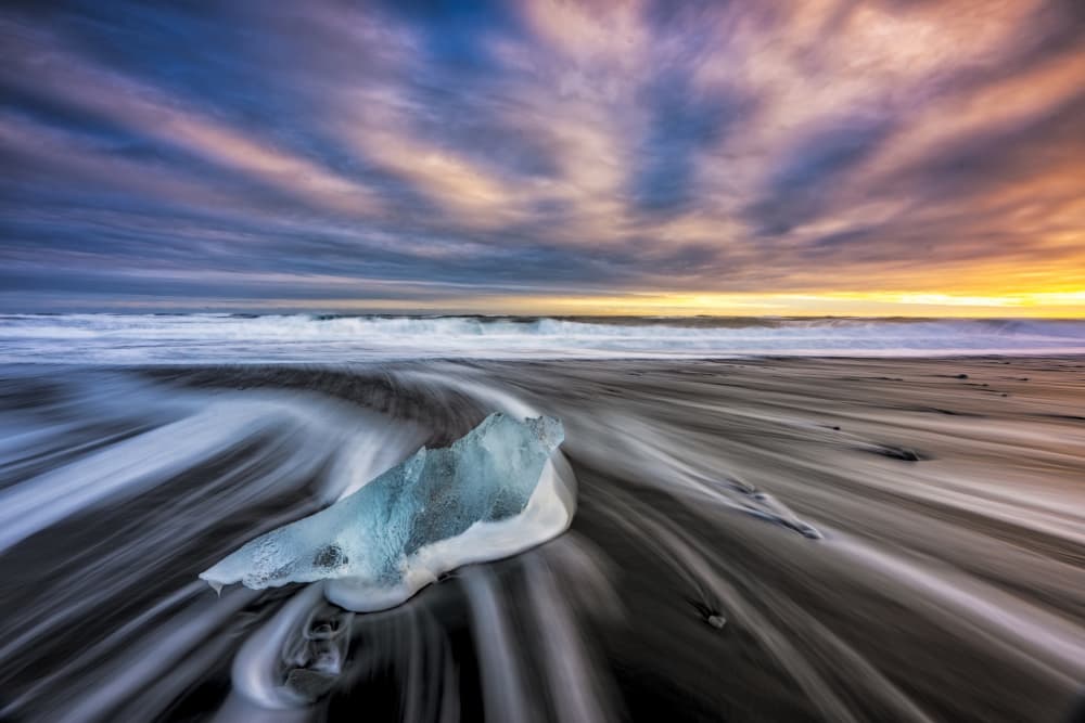 Sunset Ice Beach by James Zhen Yu — canvas wall art