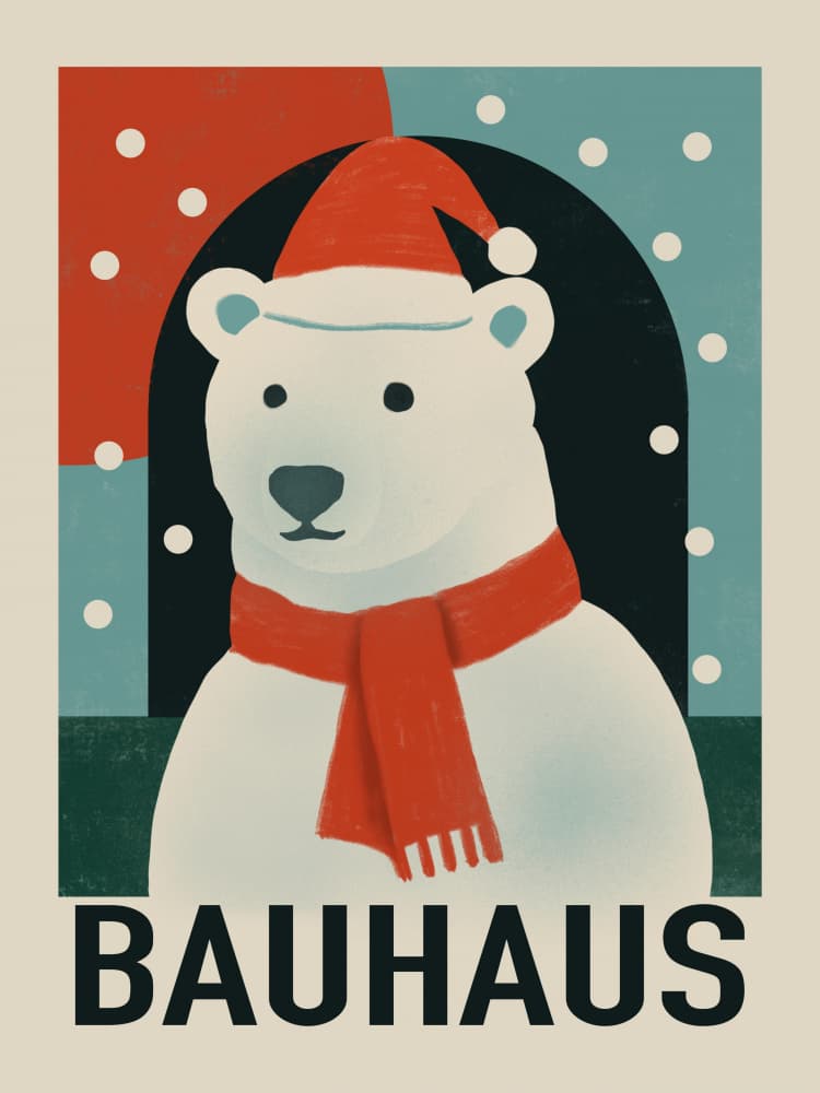 Festive Polar Bear Winter by Little Dean — canvas wall art