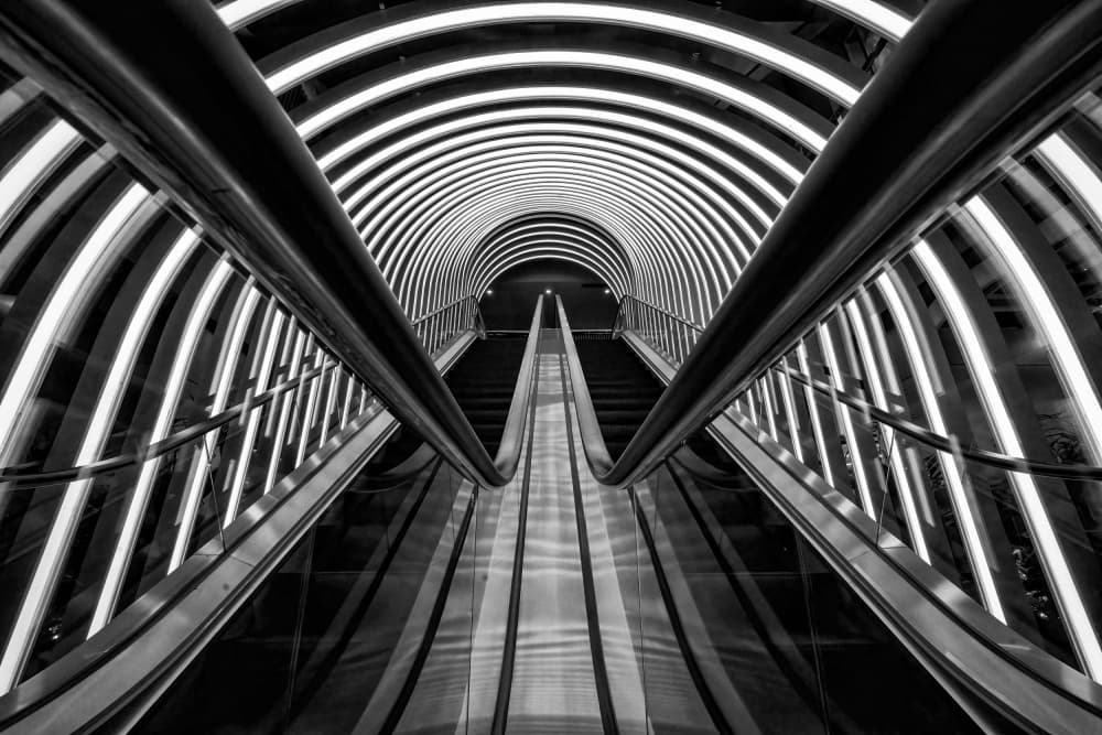 Sleek Urban Escalator by Antonyus Bunjamin (Abe) — canvas wall art