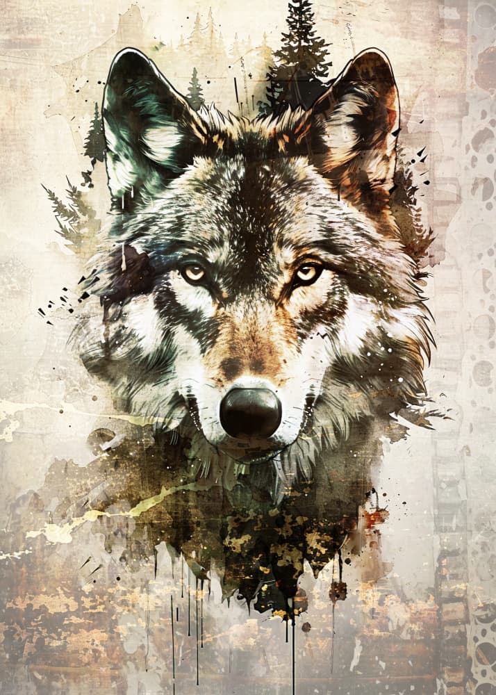 Majestic Wolf Gaze by Rafal Kulik — canvas wall art