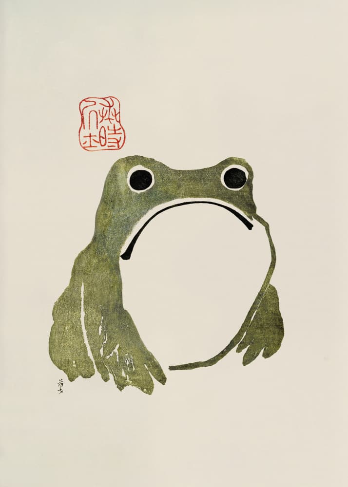 Grumpy Frog I Green by Matsumoto Hoji — canvas wall art