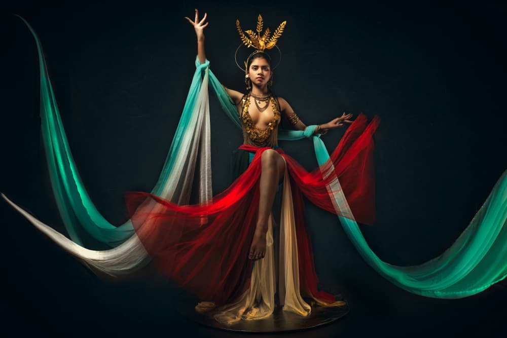 Regal Flowing Goddess by Prithul Das — canvas wall art