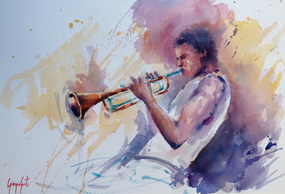 Jazz Trumpet Player by Giorgio Gosti — canvas wall art