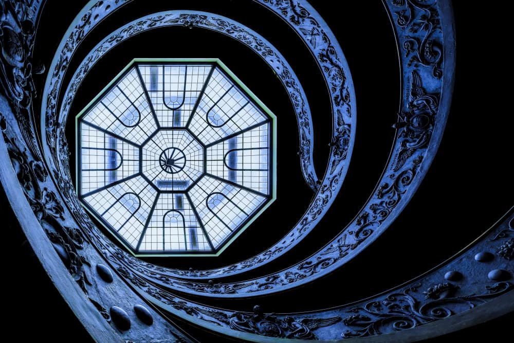 Elegant Spiral Staircase View by Atsushi Inamura — canvas wall art