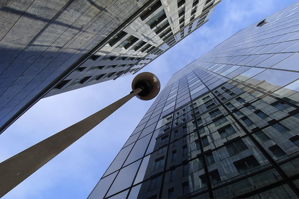 Modern Skyscraper Reflections by Jure Kravanja — canvas wall art