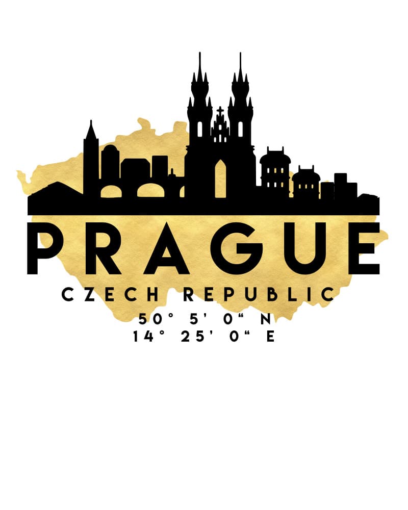 Prague Gold Skyline by Emiliano Deificus — canvas wall art