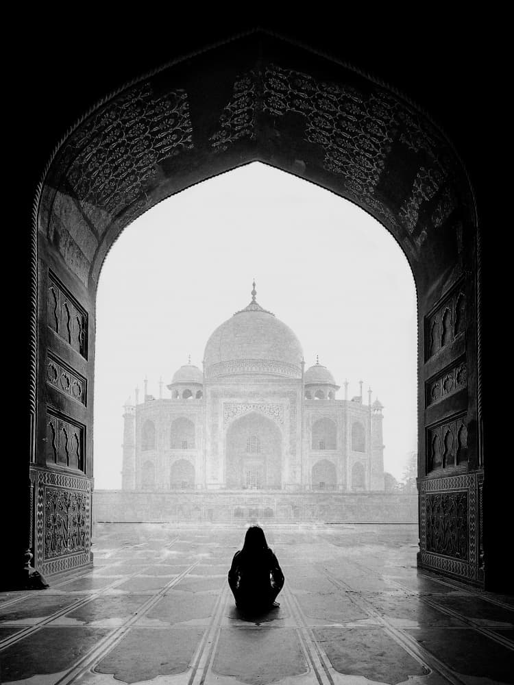 Misty Taj Mahal Solitude by Alex Lu — canvas wall art