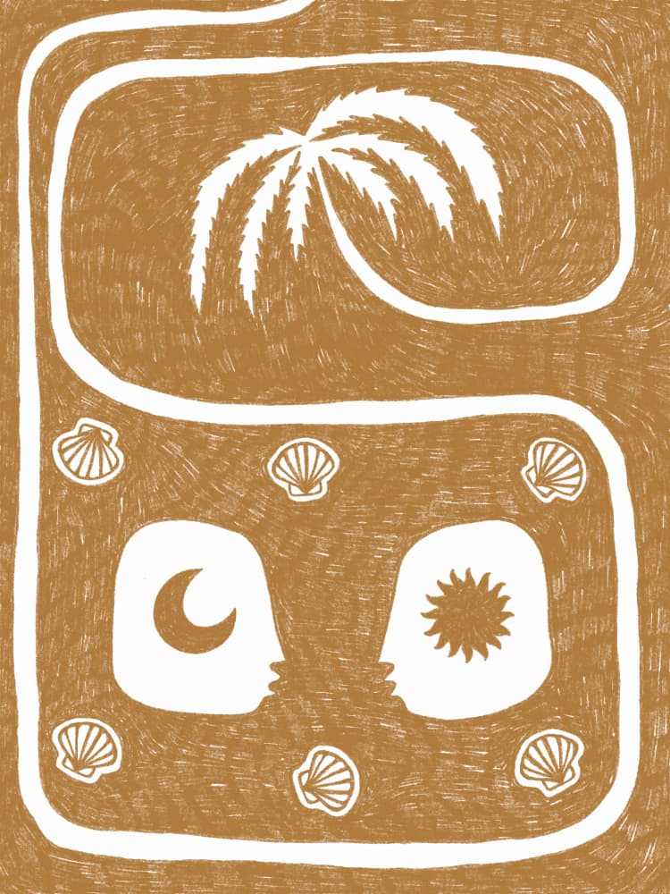 Tropical Day Night Path by Shatha Al Dafai — canvas wall art