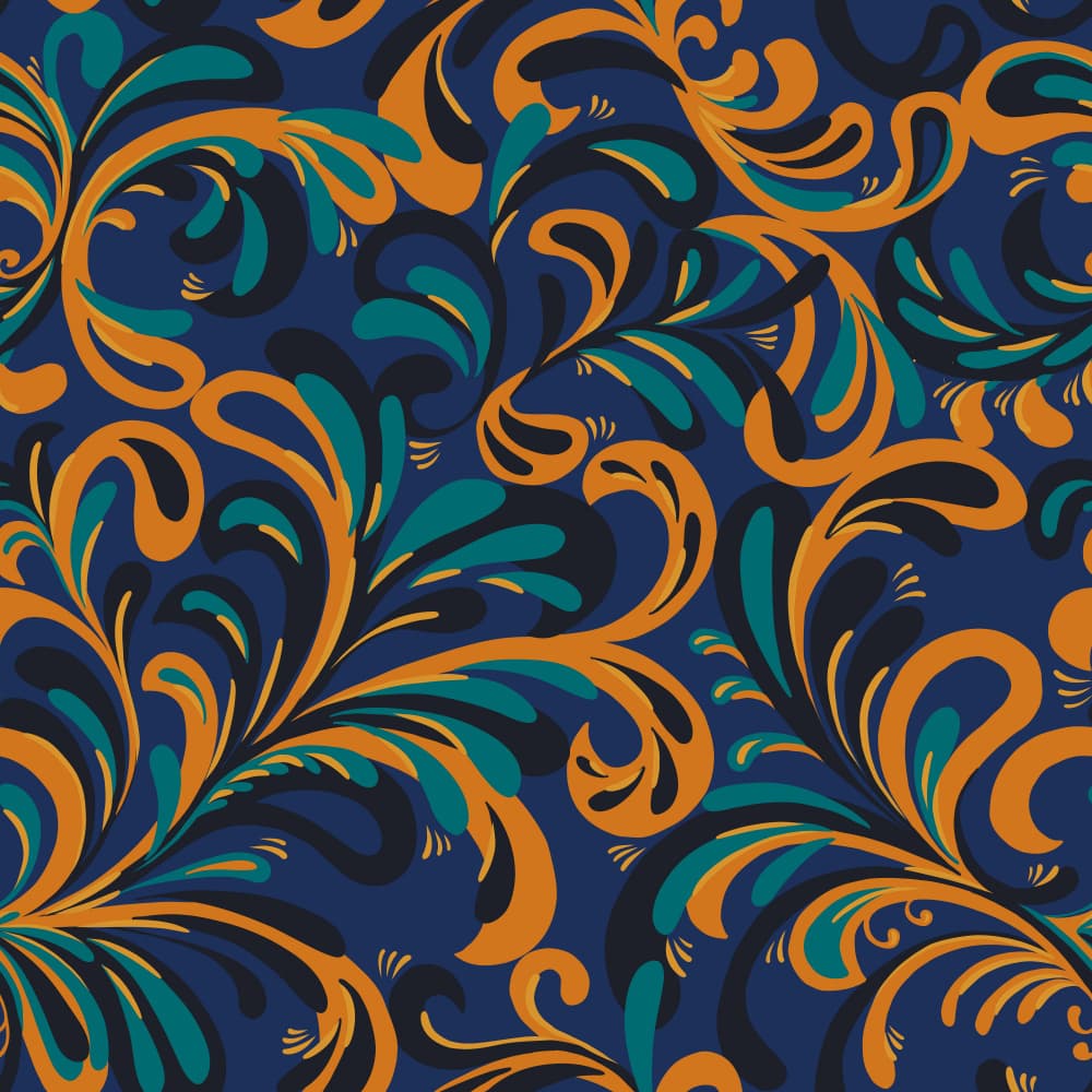 Elegant Teal Orange Swirls by Alexandra Weise — canvas wall art